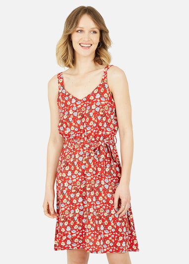 Mela Red Floral Ditsy Dress