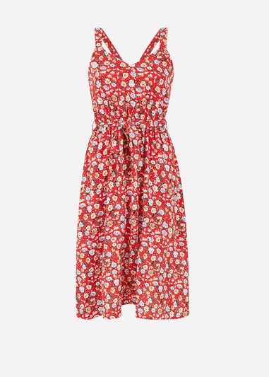 Mela Red Floral Ditsy Dress
