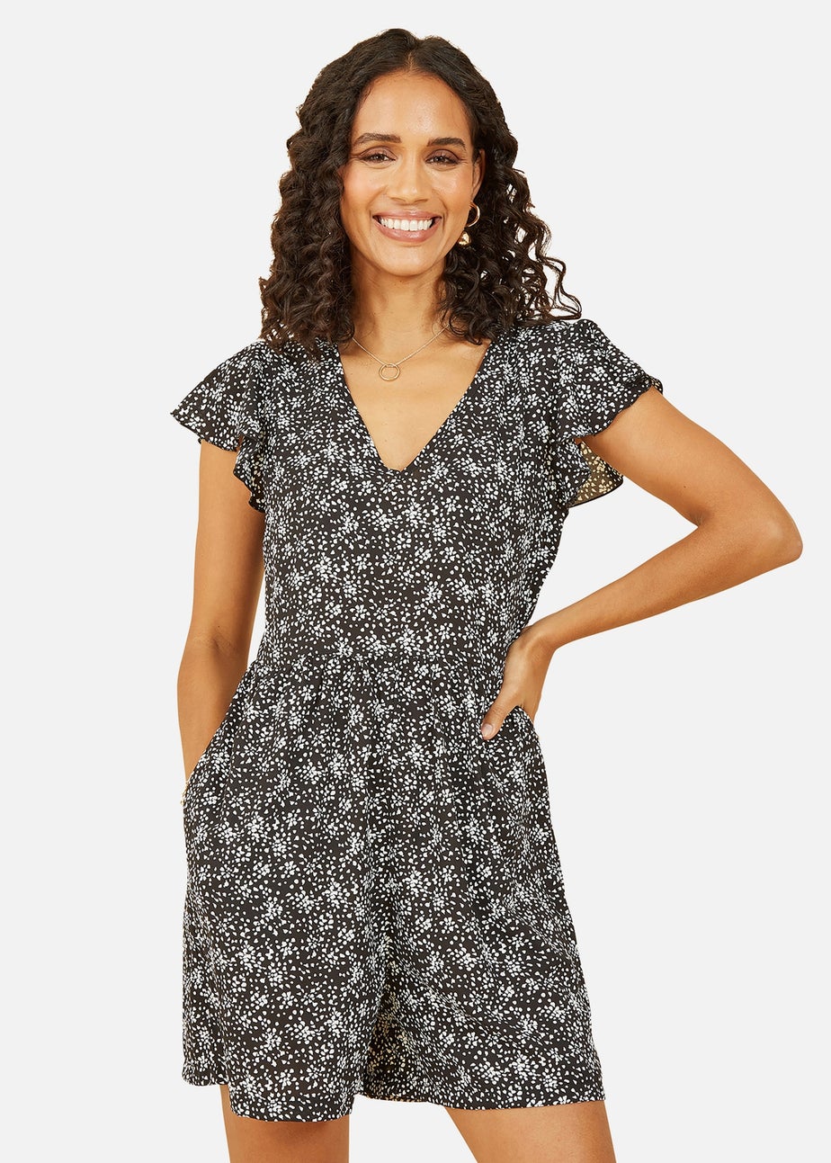 Mela Black Dash Print Playsuit