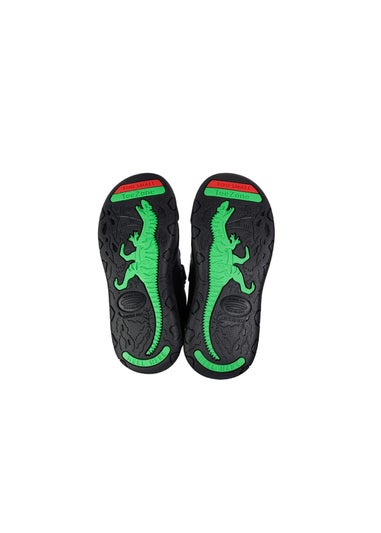 ToeZone Boys Black Jay Ortholite Dinosaur Rip Tape Shoe (Younger 8- Older 3)
