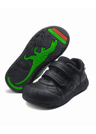 ToeZone Boys Black Chase Super Strong Dinosaur Shoe (Younger 8- Older 3)