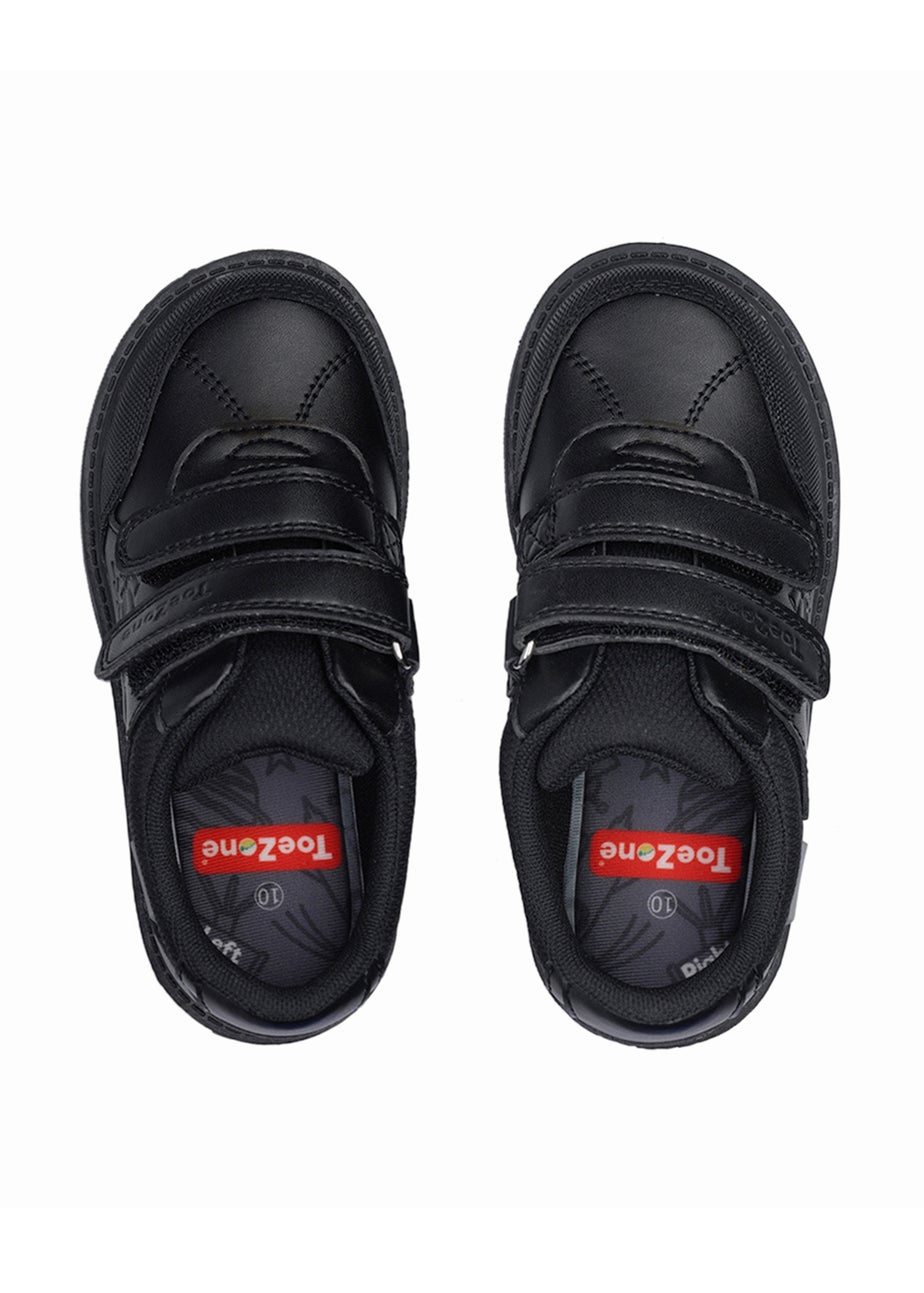 ToeZone Boys Black Chase Super Strong Dinosaur Shoe (Younger 8- Older 3)