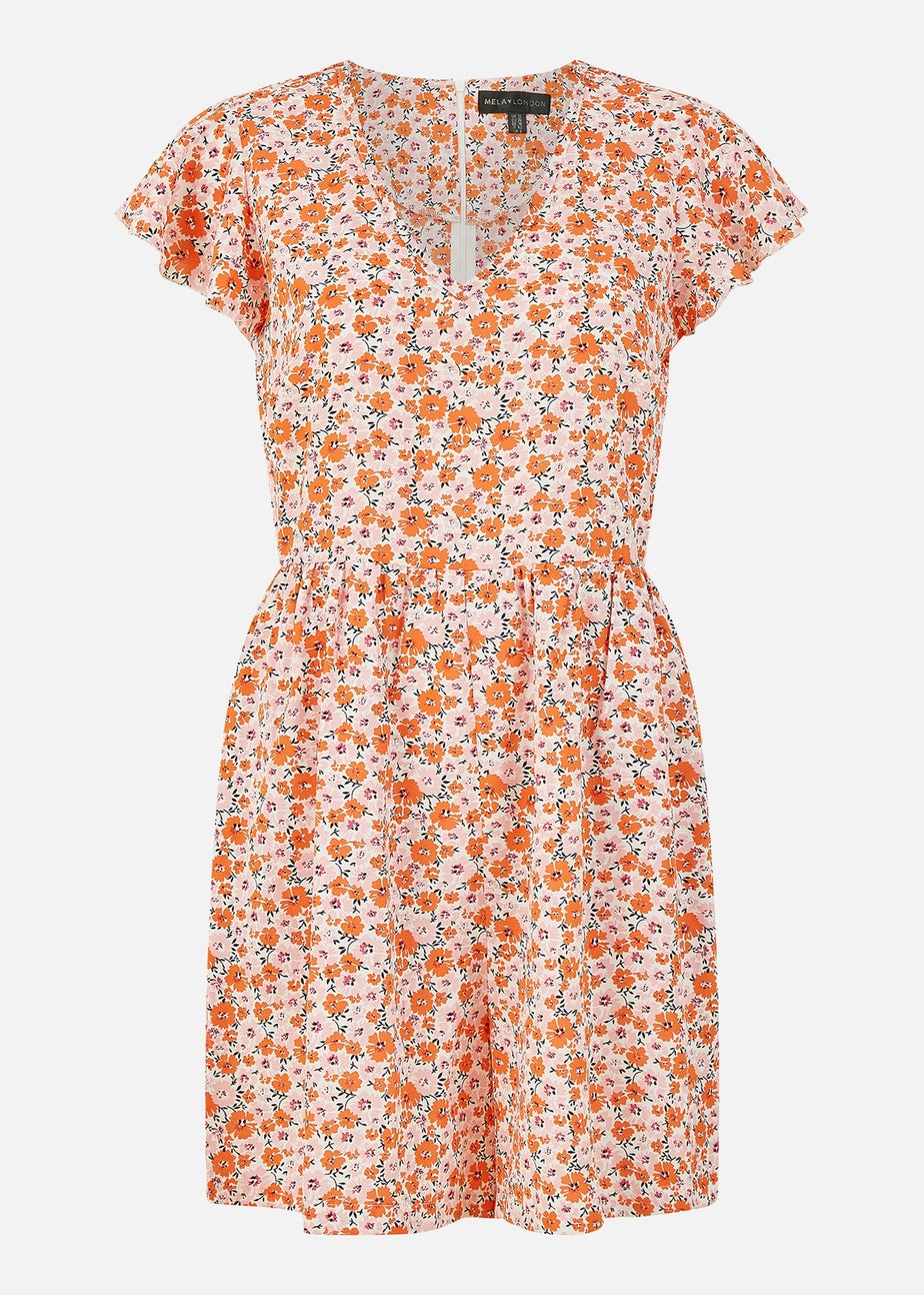 Mela Orange Floral Print Playsuit