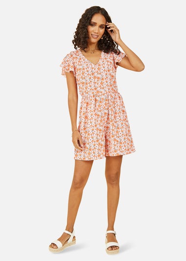 Mela Orange Floral Print Playsuit