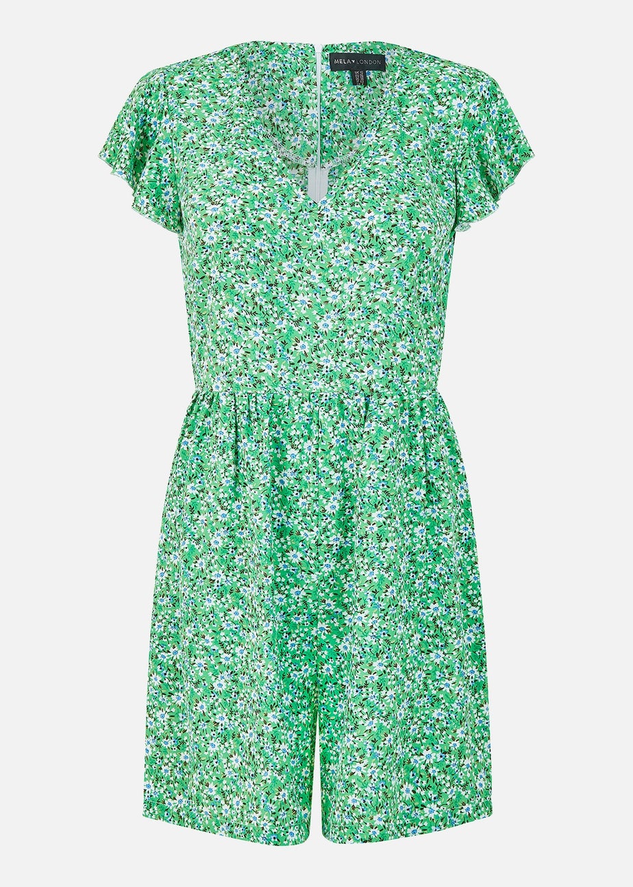 Mela Green Floral Print Playsuit