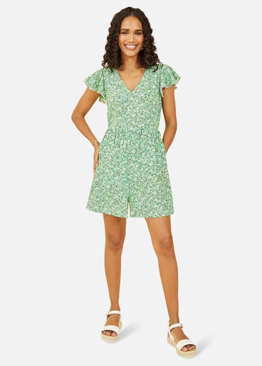 Mela Green Floral Print Playsuit