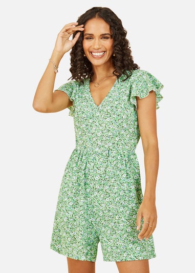 Mela Green Floral Print Playsuit
