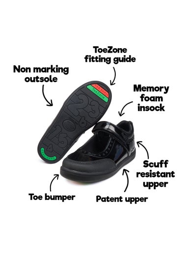 ToeZone Girls Black Sommer Ortholite Insole Technology Shoe (Younger 8- Older 2)