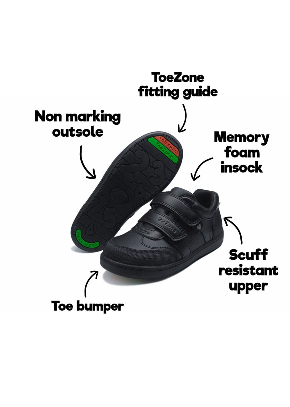 ToeZone Girls Black Drew Super Cool Hearts and Sparkles Shoe (Younger 8- Older 2)