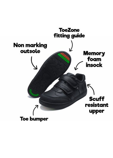 ToeZone Girls Black Drew Super Cool Hearts and Sparkles Shoe (Younger 8- Older 2)