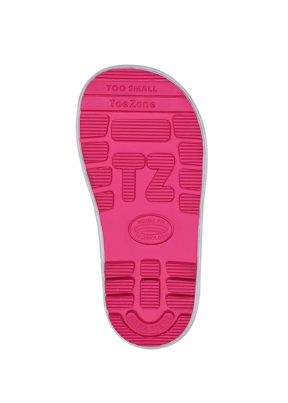 ToeZone Girls Pink Lucy Camo Tie Top Wellies (Younger 6-Older 12)