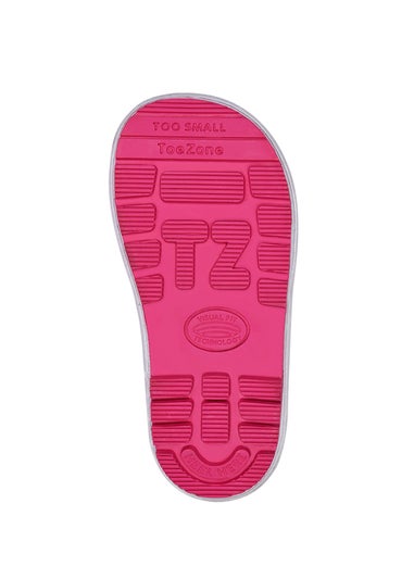 ToeZone Girls Pink Lucy Camo Tie Top Wellies (Younger 6-Older 12)