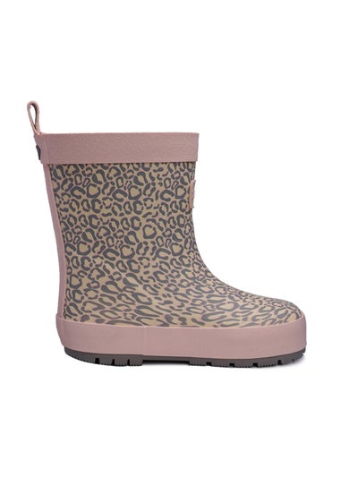 ToeZone Girls Pink Hattie Animal Print Wellies (Younger 6- Older 12)