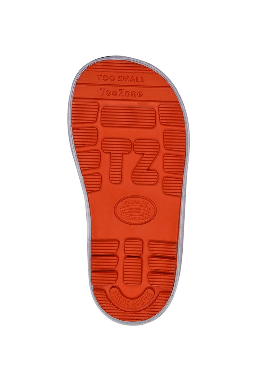 ToeZone Boys Orange Enzo Camo Tie Top Wellies (Younger 6- Older 12)