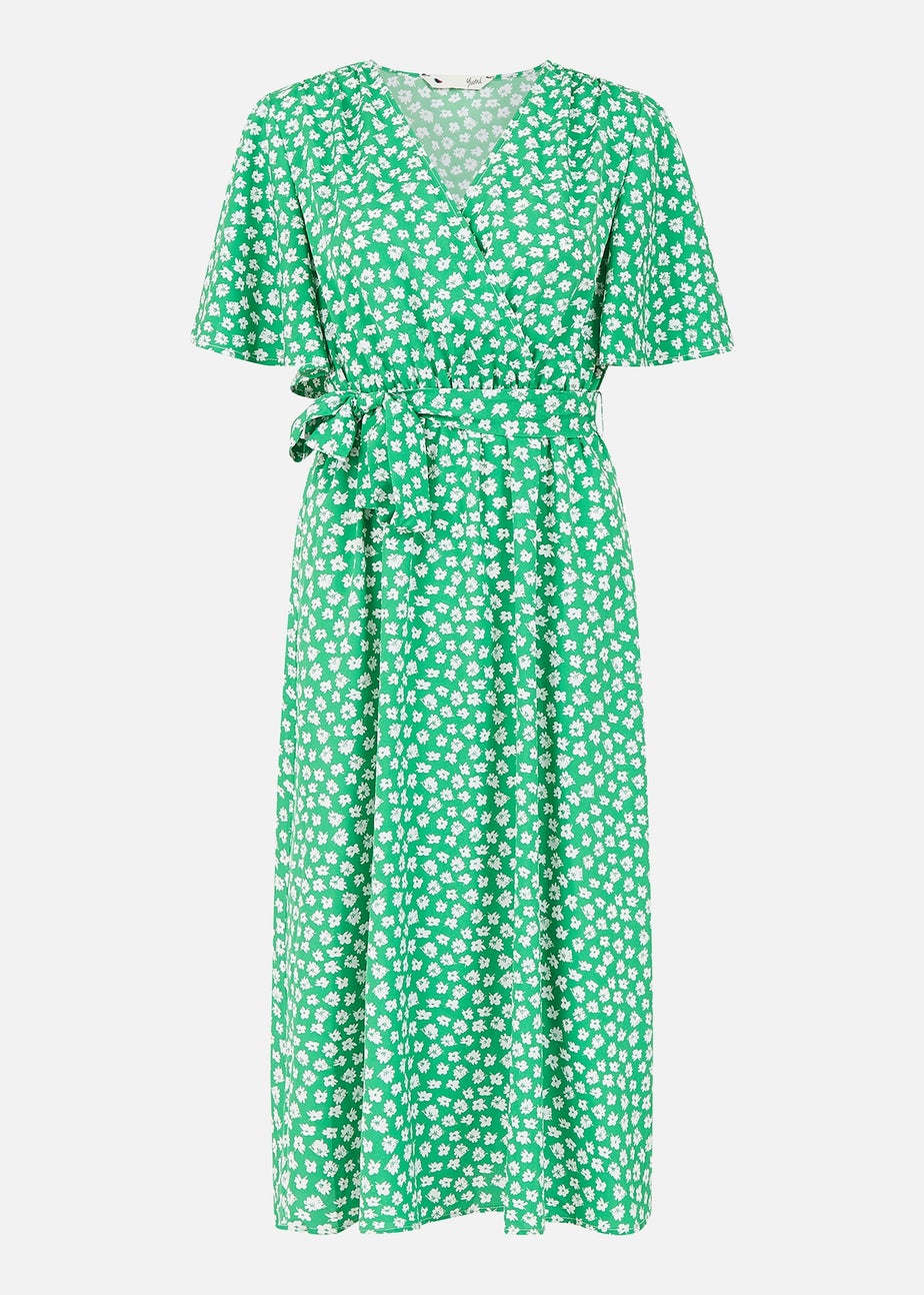 Yumi Green Daisy Print Wrap Dress