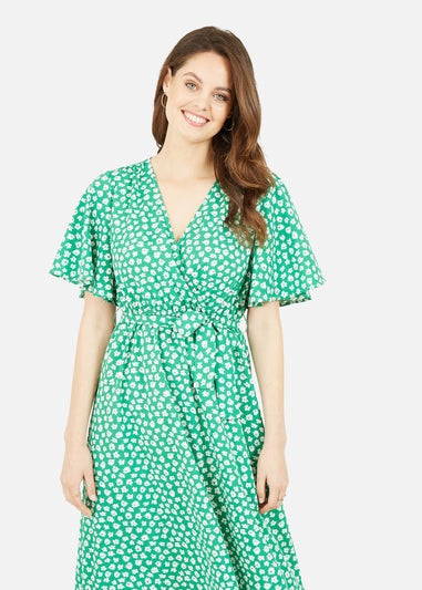 Yumi Green Daisy Print Wrap Dress