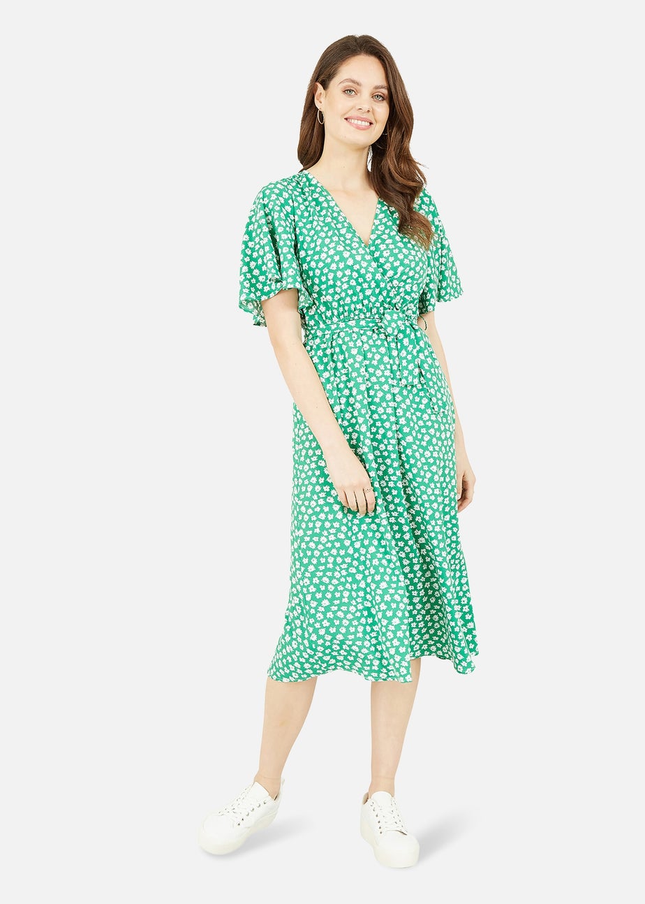 Yumi Green Daisy Print Wrap Dress