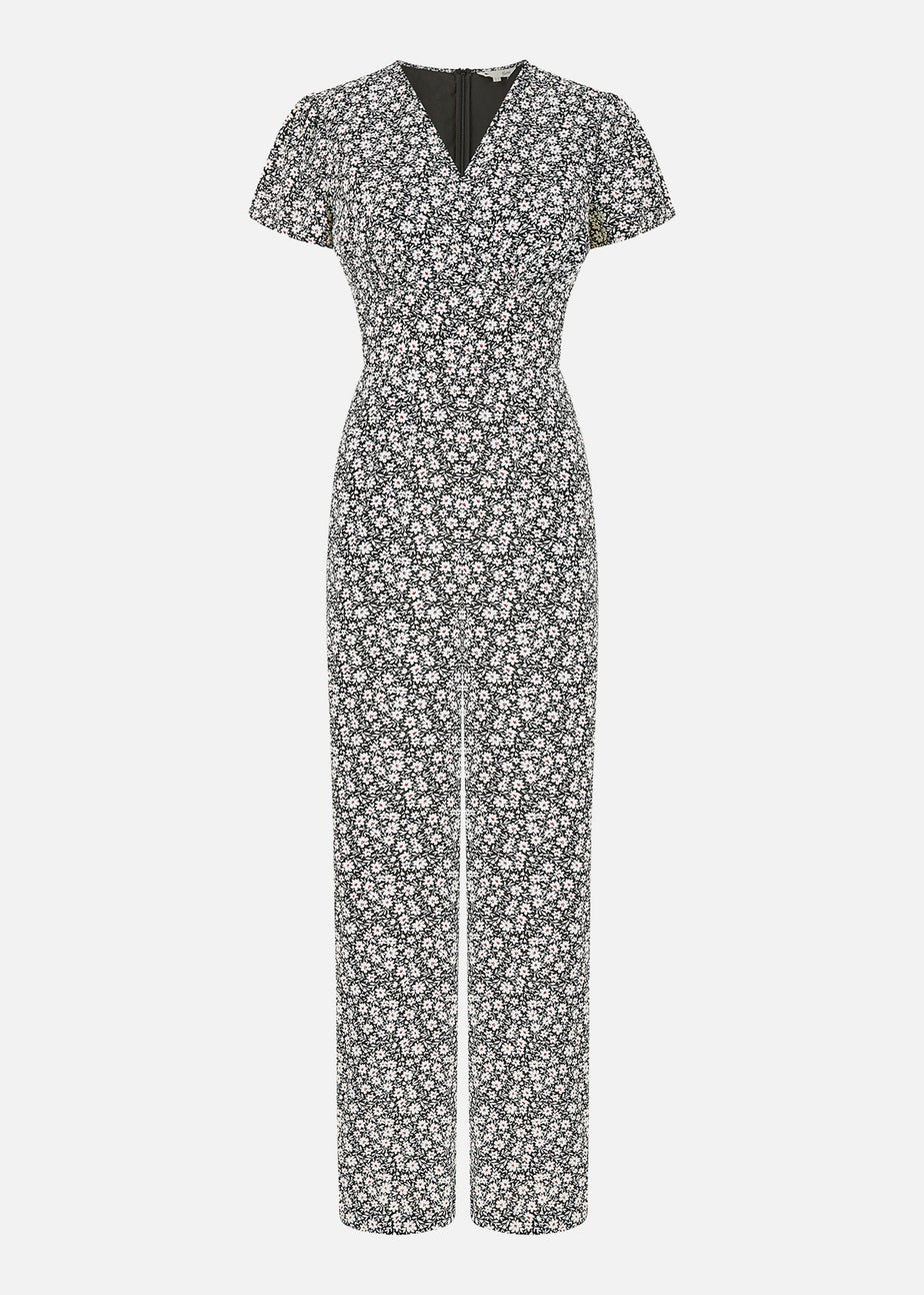 Yumi Black Ditsy Floral Wrap Jumpsuit