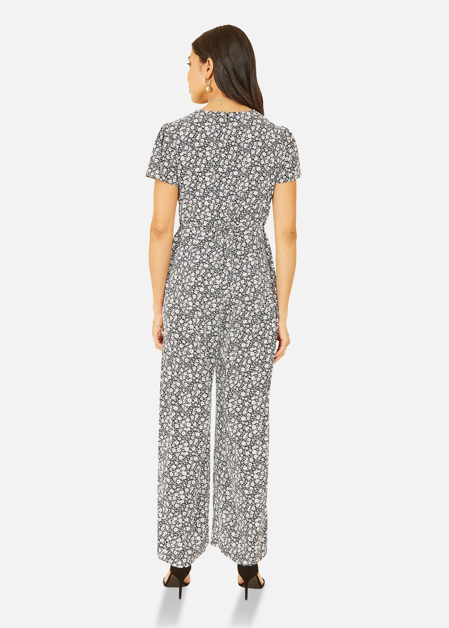 Yumi Black Ditsy Floral Wrap Jumpsuit