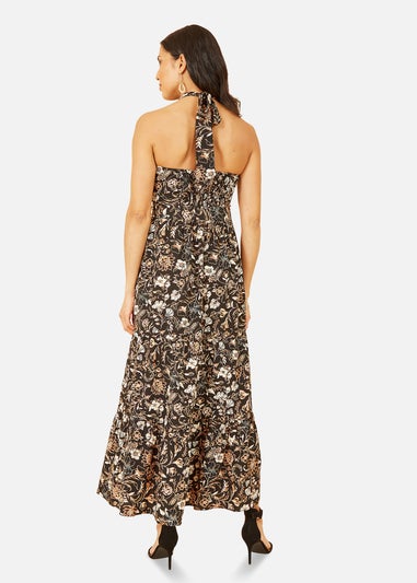 Yumi Black Batik Cross Neck Maxi Dress