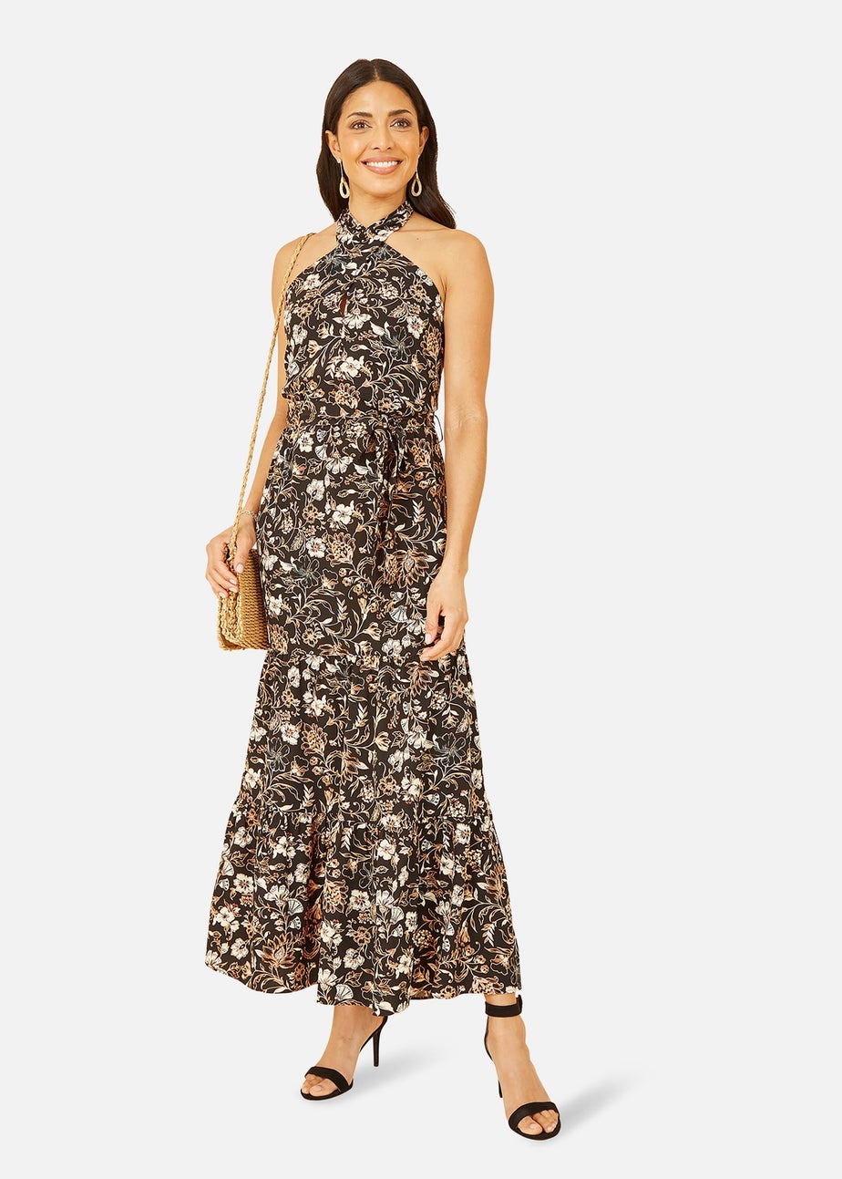 Yumi Black Batik Cross Neck Maxi Dress