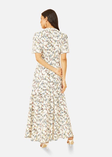 Yumi White Botanical Floral Button through Maxi Dress