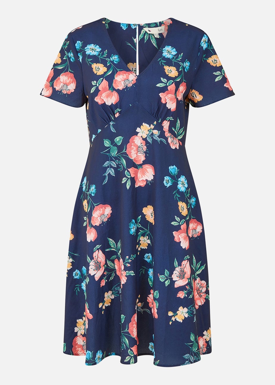 Yumi Navy Kimono Sleeve Skater Dress