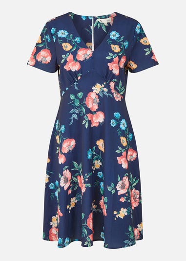 Yumi Navy Kimono Sleeve Skater Dress