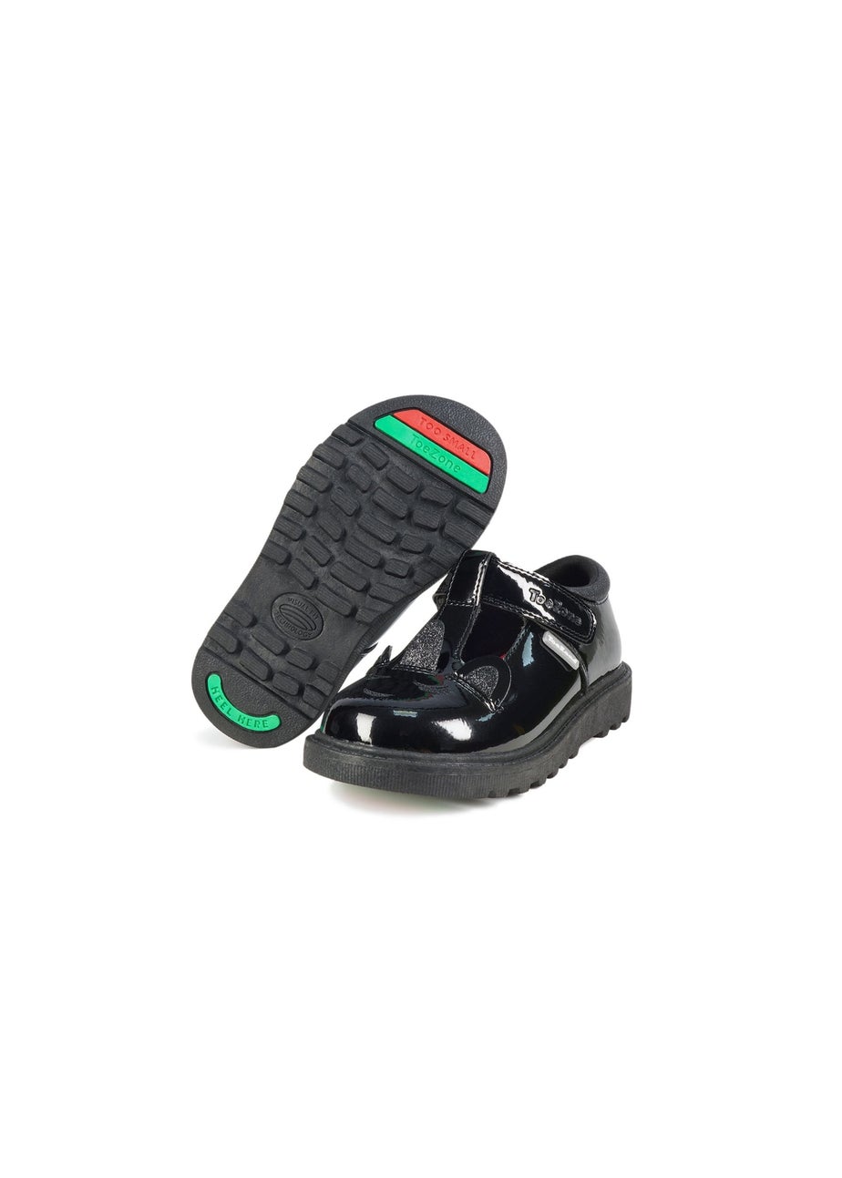 ToeZone Girls Black Millie Patent Unicorn Themed (Younger 8-Older 3)