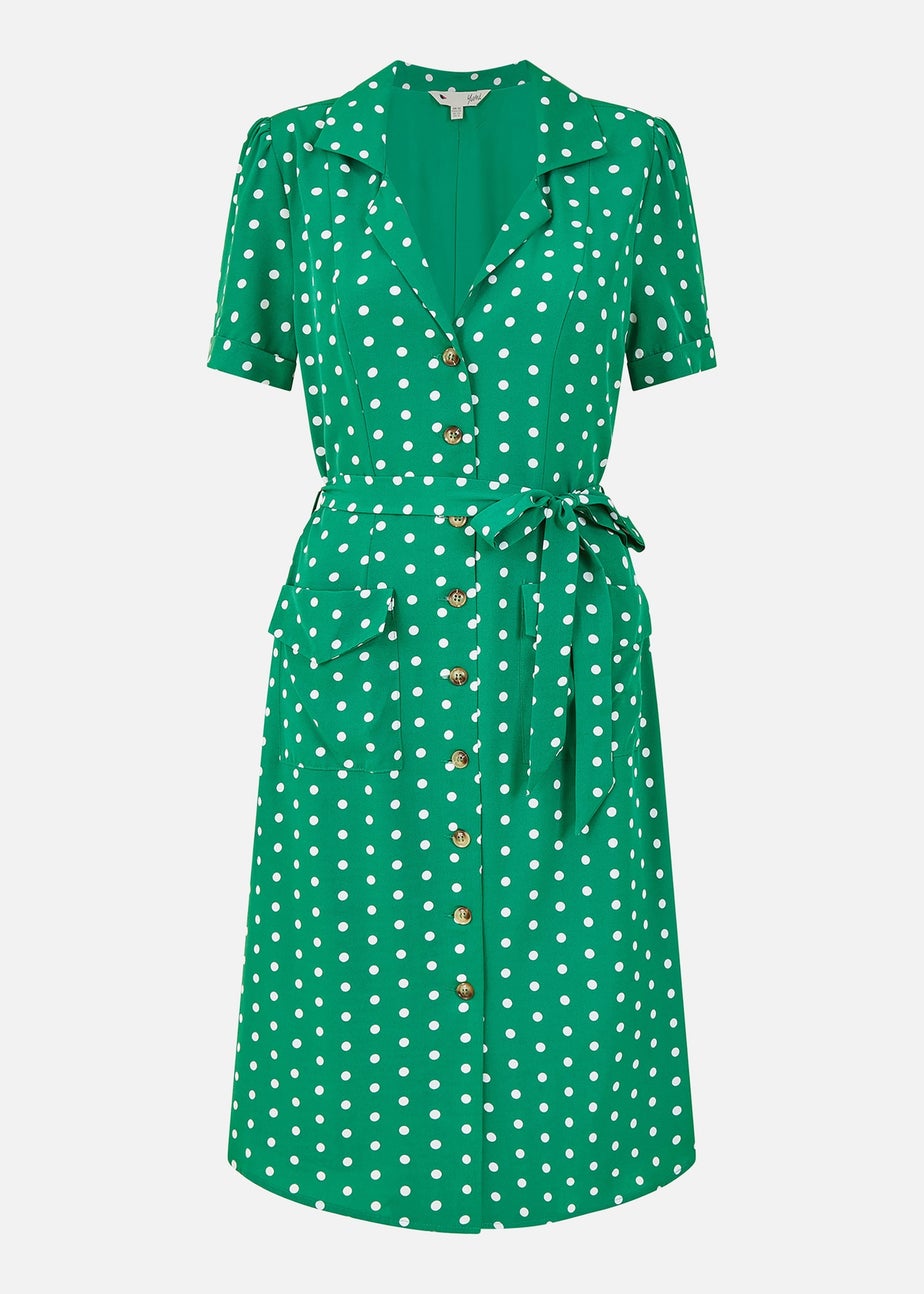 Yumi Green Spot Retro Shirt Dress