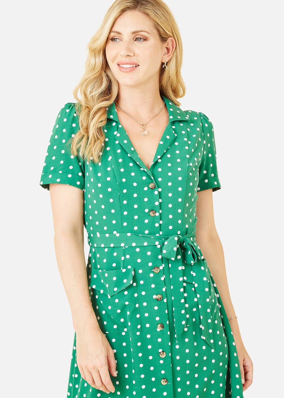 Yumi Green Spot Retro Shirt Dress
