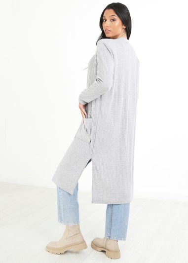 Brave Soul Grey Ribbed Oversized Lounge Cardigan