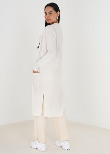 Brave Soul Ivory Ribbed Oversized Lounge Cardigan