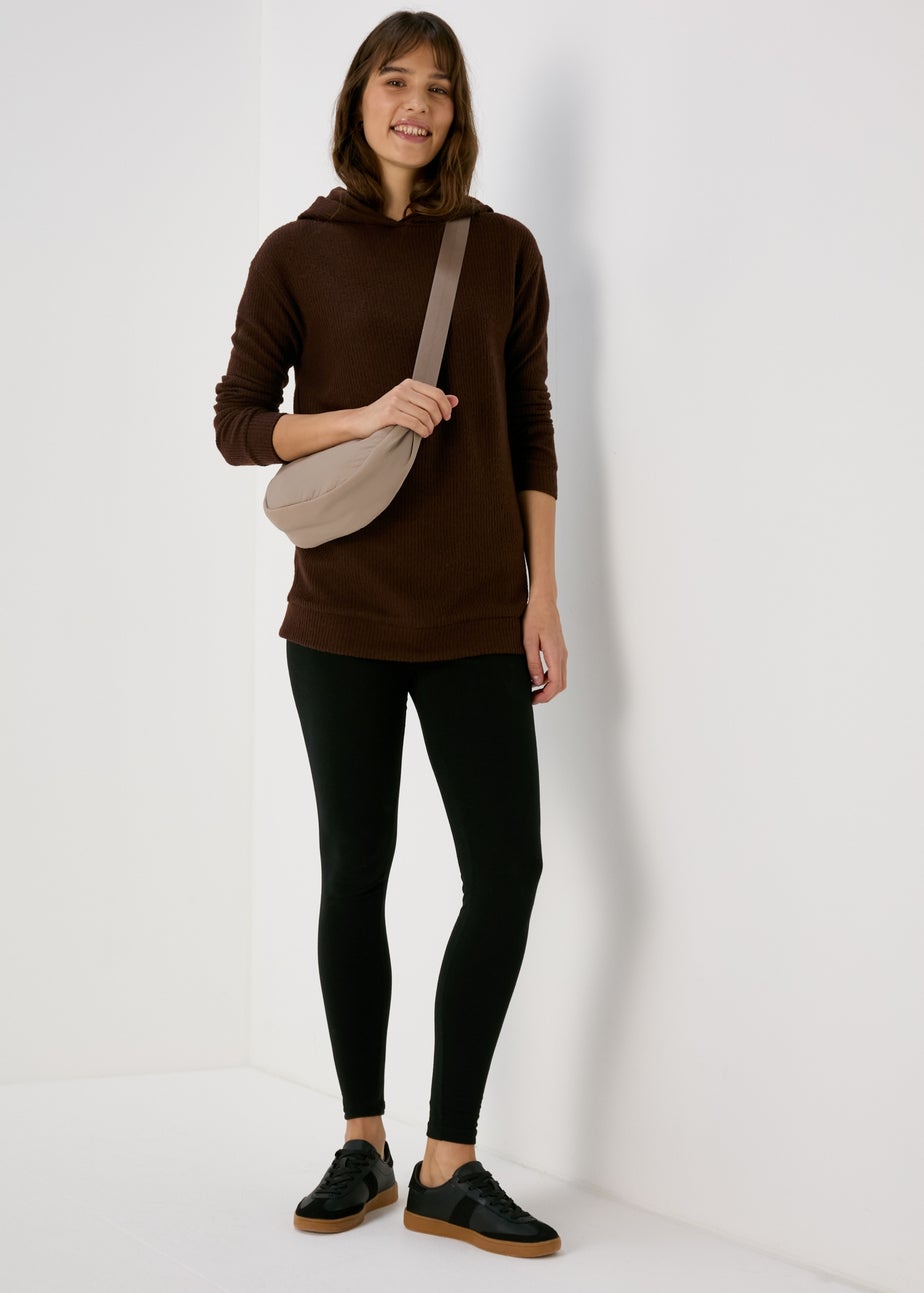Brown Longline Pullover Hoodie
