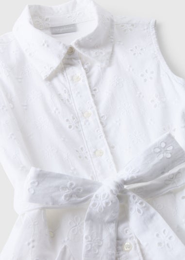Girls White Schiffli Shirt Dress (7-13yrs)