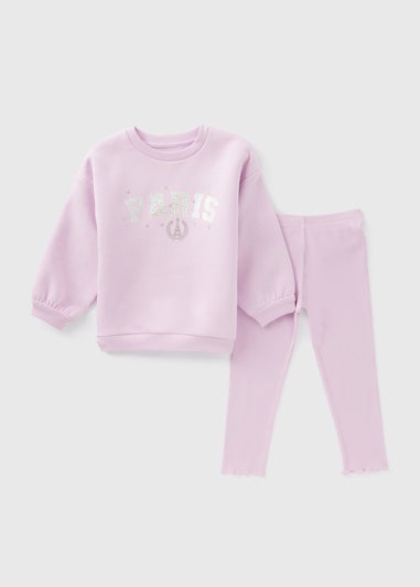 Girls Lilac Paris Sweatshirt & Leggings Set (1-7yrs)