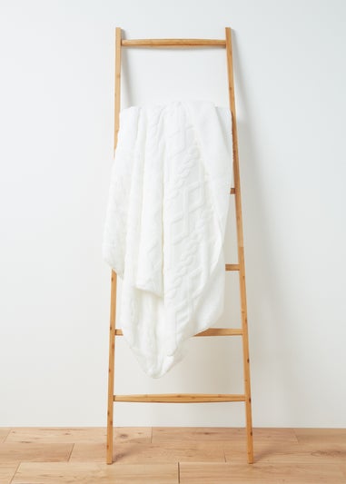 White Cable Fleece Throw