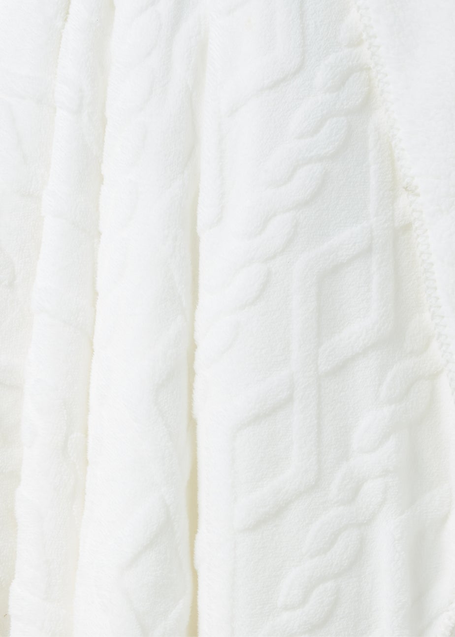 White Cable Fleece Throw