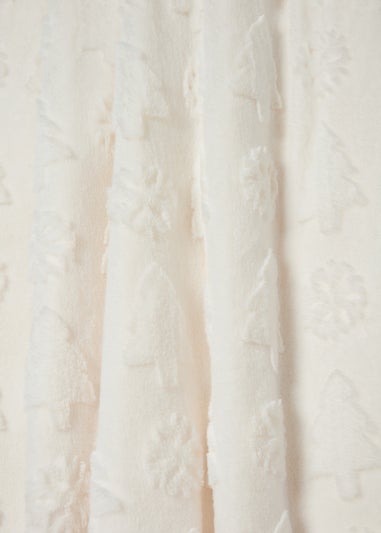 Cream Christmas Tree Faux Fur Throw