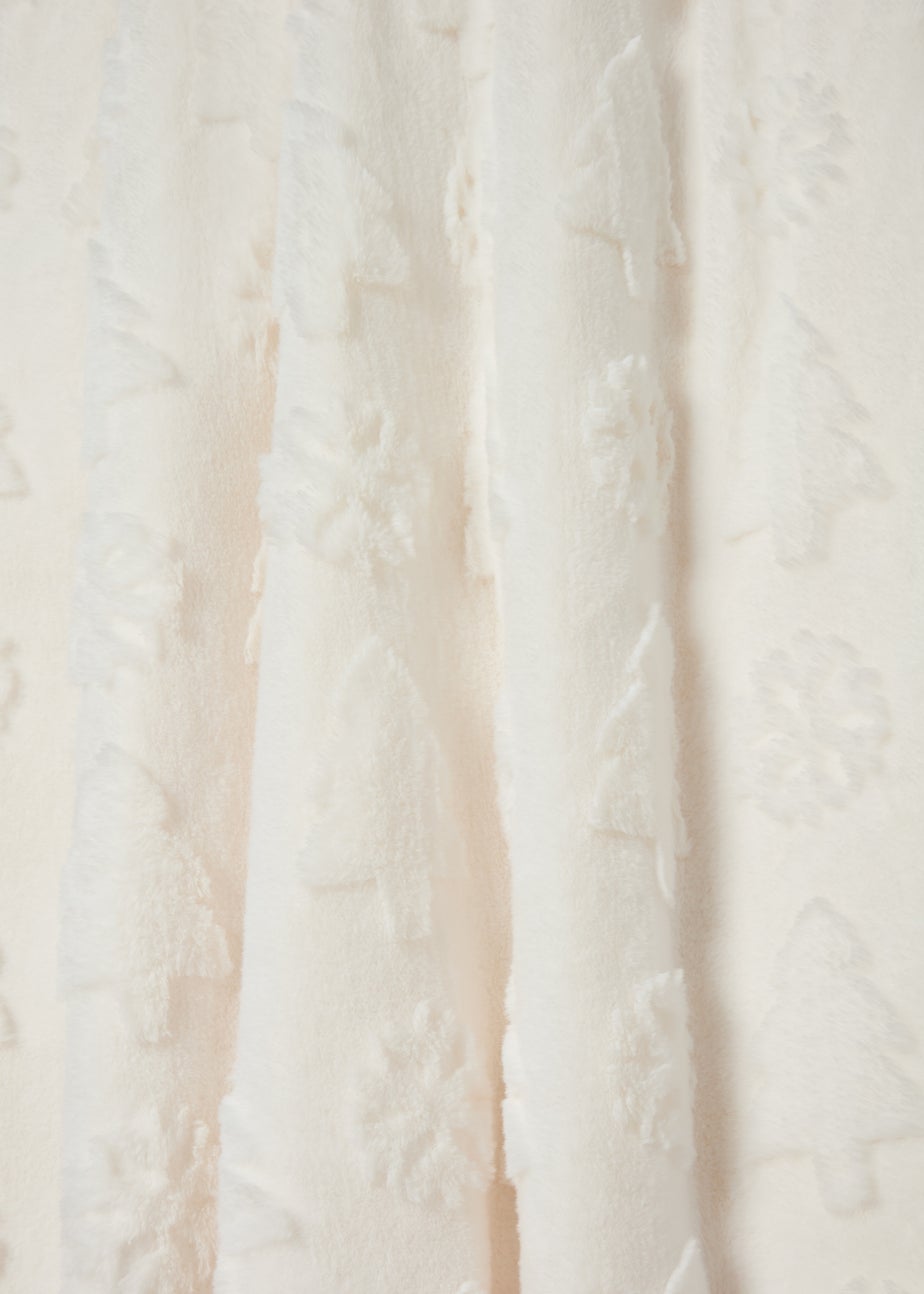 Cream Christmas Tree Faux Fur Throw