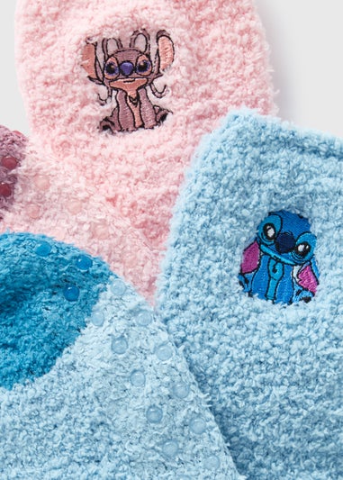 Disney 2 Pack Blue Stitch & Angel Cosy Socks