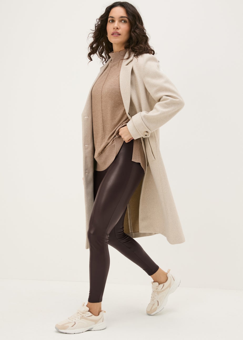 Brown Leather Look Leggings