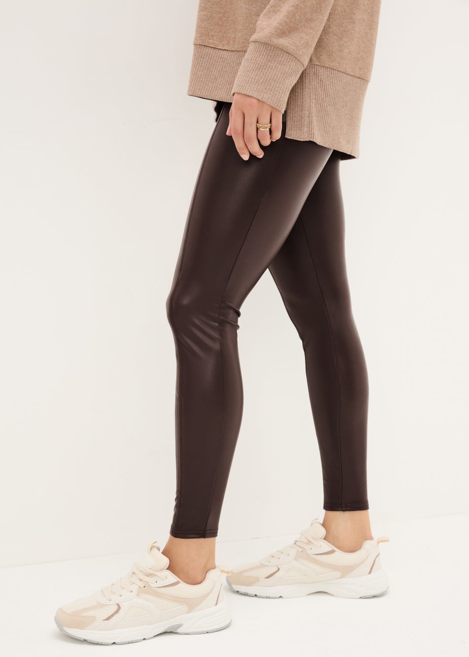 Brown Leather Look Leggings