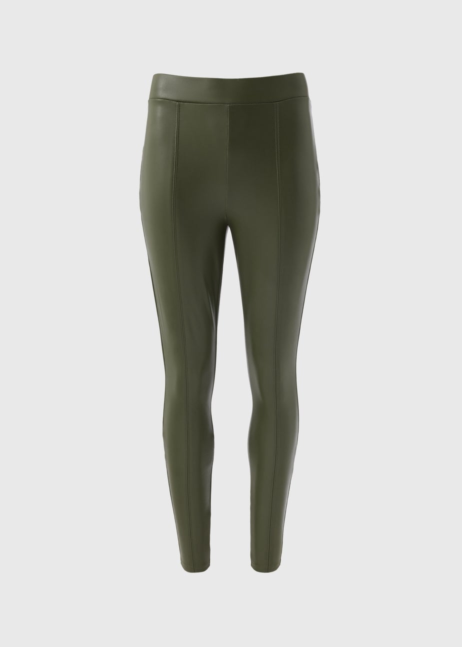 Khaki PU Leggings