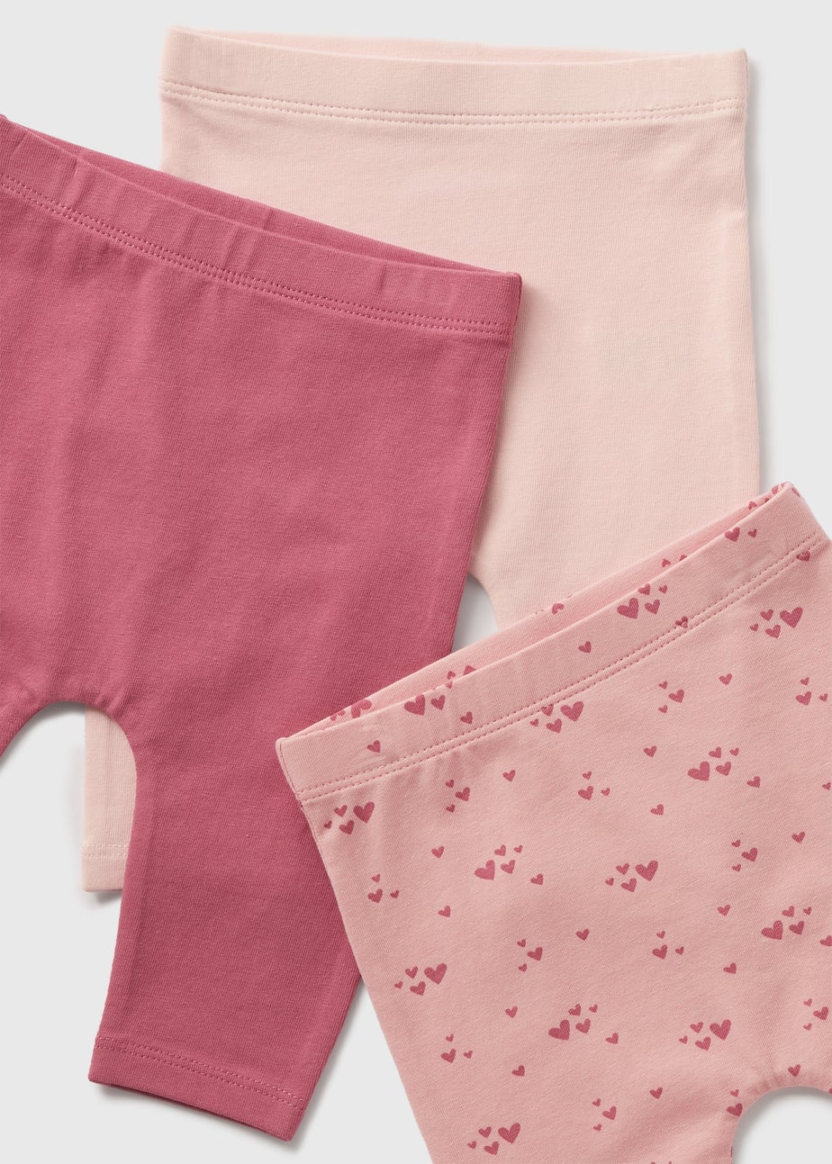 3 Pack Baby Pink Leggings (Newborn-23mths)