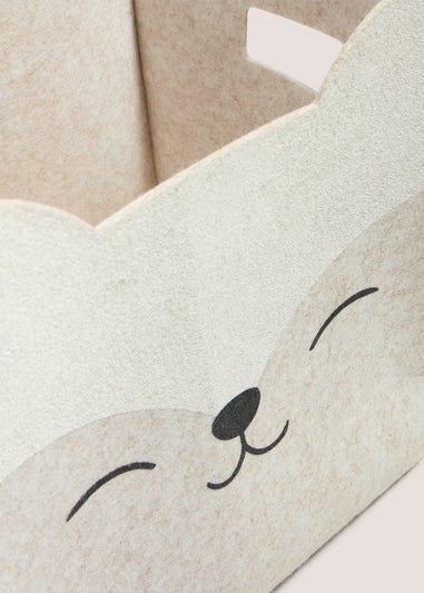 Kids Neutral Felt Fox Basket