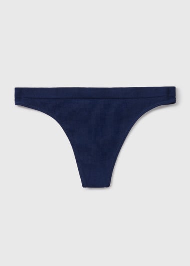 Navy Seamless Thong Knickers