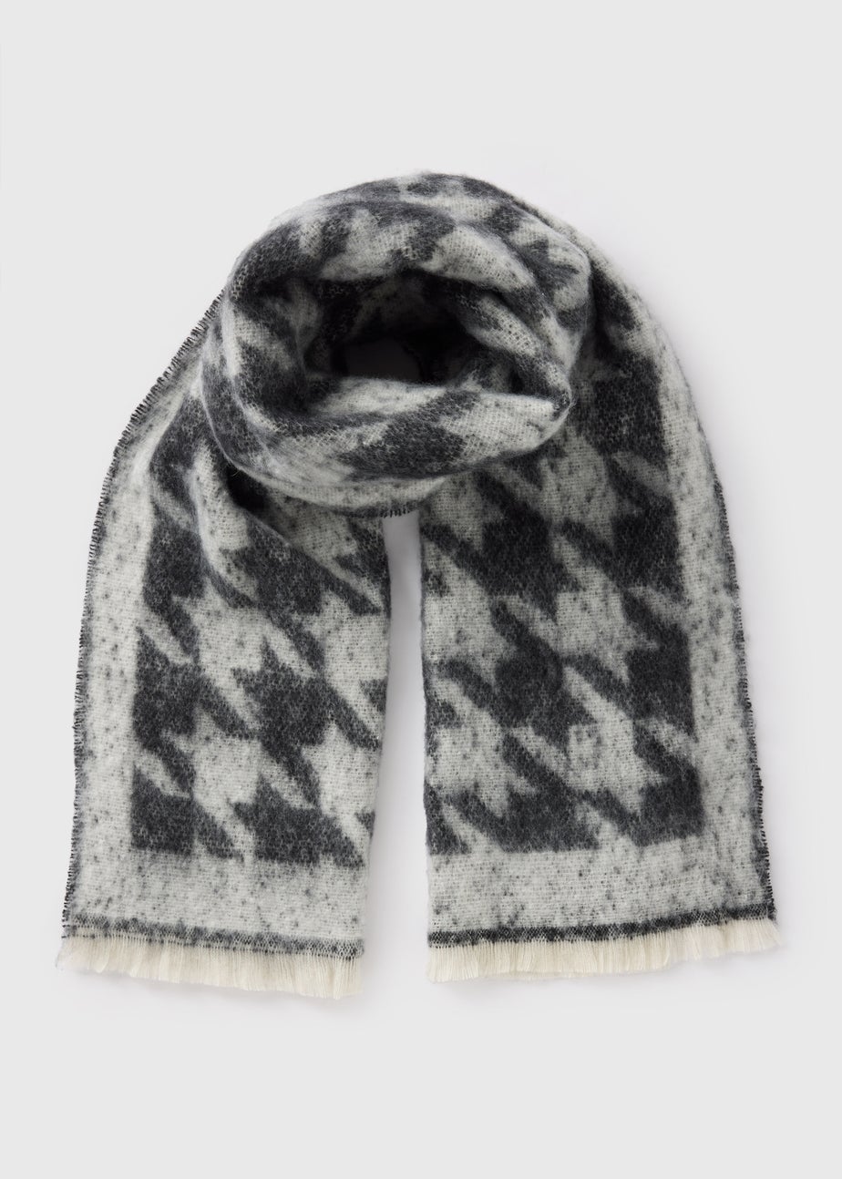 Grey Dogtooth Brushed Scarf