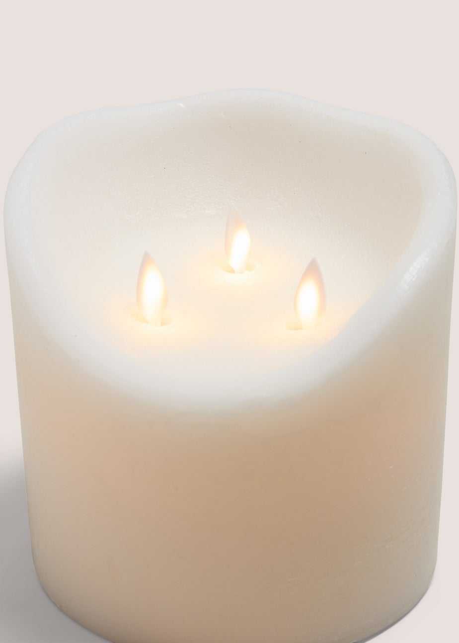 White 3 Wick Extra Large LED Candle