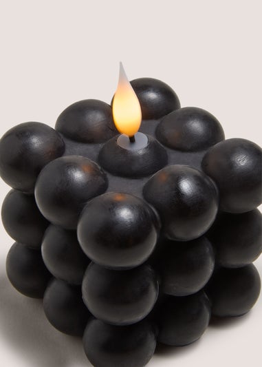 Black Bobble LED Candle (9cm x 9cm x 9cm)